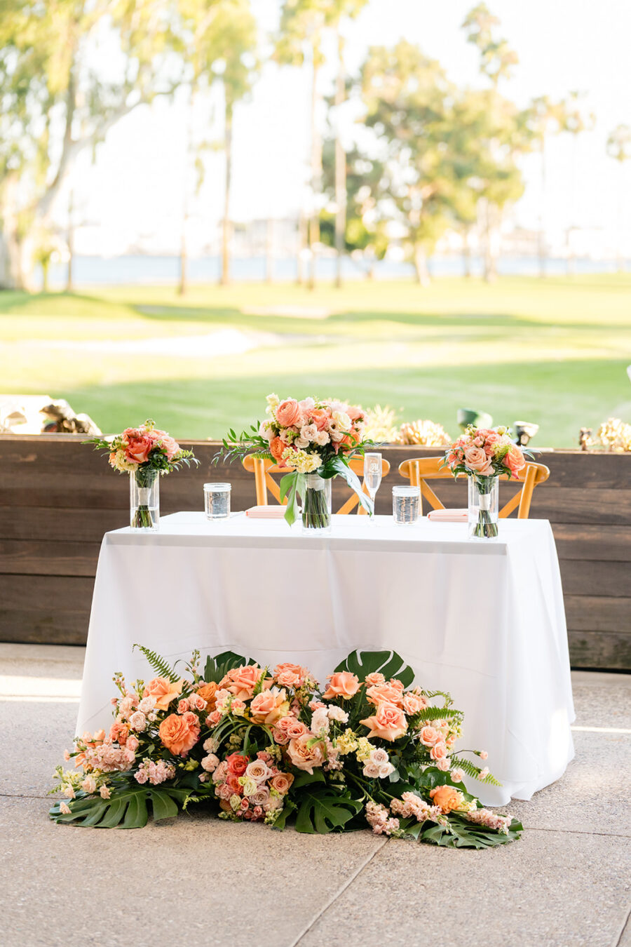 Sweetheart table at reception space at Feast and fareway