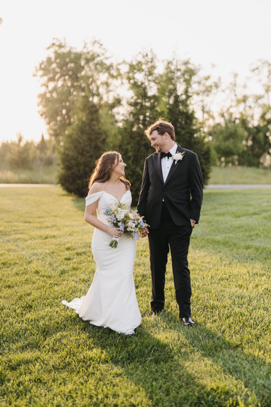 A couple walking on their wedding day in Spring Hill, TN